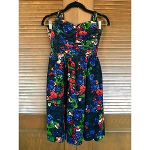 Convertible strap corduroy floral dress